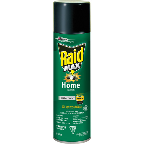 Insecticide pour insectes domestiques Raid Max, 500 g, Canette a&eacute;rosol, &agrave; base de solvant Duraquip Inc