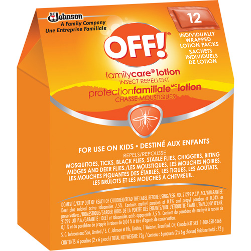 OFF! FamilyCare&reg; Insect Repellent, 7.5% DEET, Lotion, 6 g Duraquip Inc