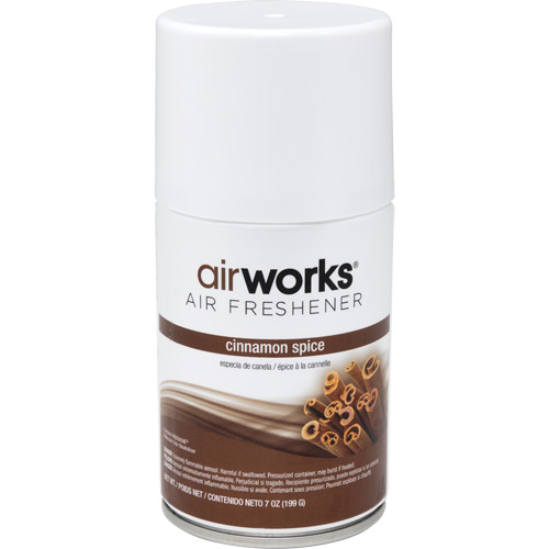 AirWorks&reg; Metered Air Fresheners, Cinnamon Spice, Aerosol Can Duraquip Inc