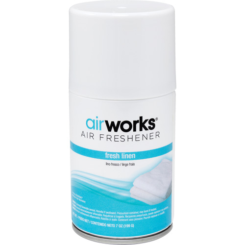 AirWorks&reg; Metered Air Fresheners, Fresh Linen, Aerosol Can Duraquip Inc
