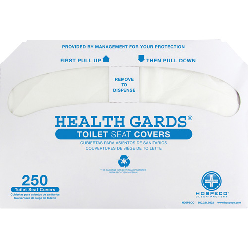 Couvre-si&egrave;ges de toilettes pli&eacute;s en deux Health Gards Duraquip Inc