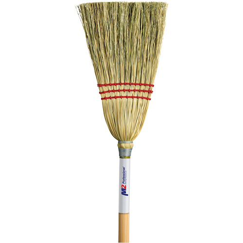Lobby Corn Broom, 3-String, Wood Handle Duraquip Inc
