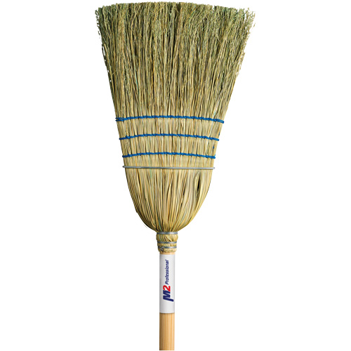 Heavy-Duty Corn Broom, 3-String, Wood Handle Duraquip Inc