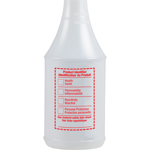 Bouteille &agrave; pulv&eacute;risateur ronde avec &eacute;tiquette SIMDUT, 24 oz Duraquip Inc