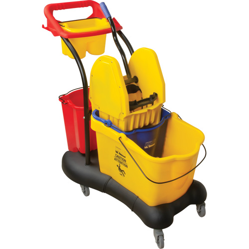 Multifunctional Mop Trolley, Down Press, 9.5 US Gal.(38 Quart), Yellow Duraquip Inc