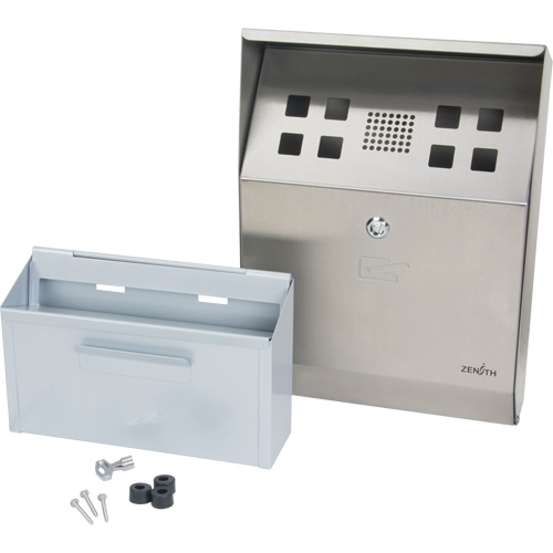 Smoking Receptacle, Wall-Mount, Stainless Steel, 1 Litre Capacity, 11-4/5" Height Duraquip Inc