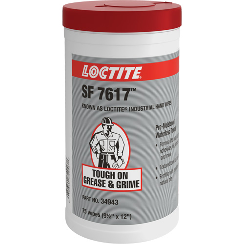 SF 7617 Industrial Hand Wipes, 75 Wipes, 12" x 9-1/2" Duraquip Inc