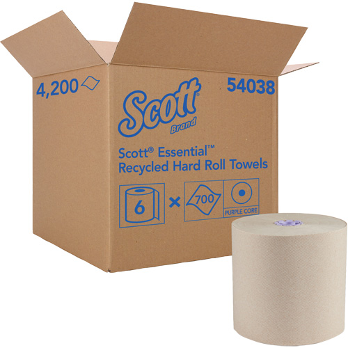 Essential 100% Recycled Brown Hard Roll Towels, 1 Ply, Standard, 700' L Duraquip Inc