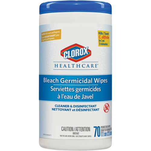 Lingettes d&eacute;sinfectantes &agrave; l'eau de Javel Healthcare, 70 lingettes Duraquip Inc