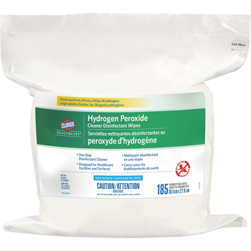 Lingettes d&eacute;sinfectantes et nettoyantes &agrave; base de peroxyde d'hydrog&egrave;ne Healthcare, 185 lingettes Duraquip Inc