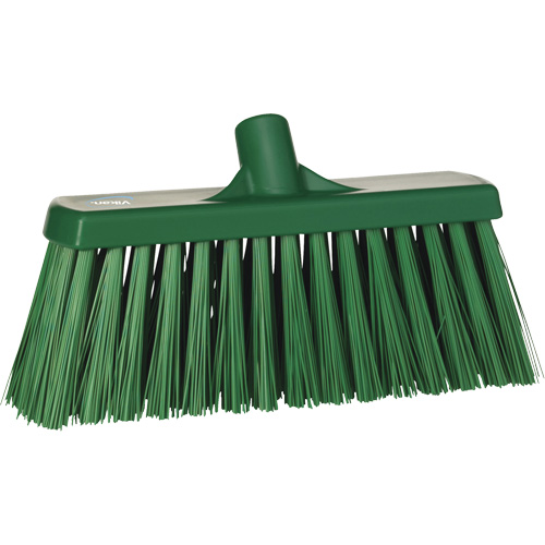 Heavy-Duty Push Broom, Stiff Bristles, 13", Polyester, Green Duraquip Inc