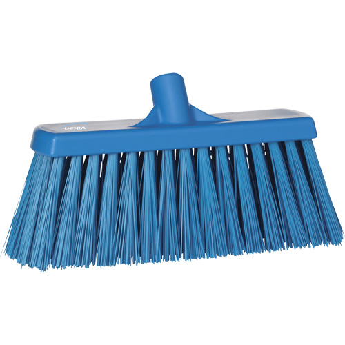 Heavy-Duty Push Broom, Stiff Bristles, 13", Polyester, Blue Duraquip Inc