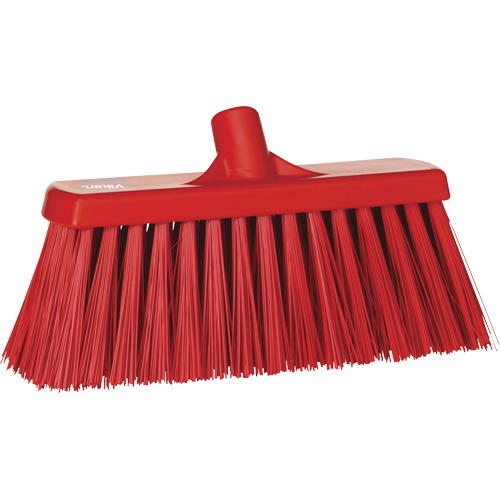 Heavy-Duty Push Broom, Stiff Bristles, 13", Polyester, Red Duraquip Inc