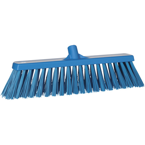 Heavy-Duty Push Broom, Stiff Bristles, 20", Polyester, Blue Duraquip Inc