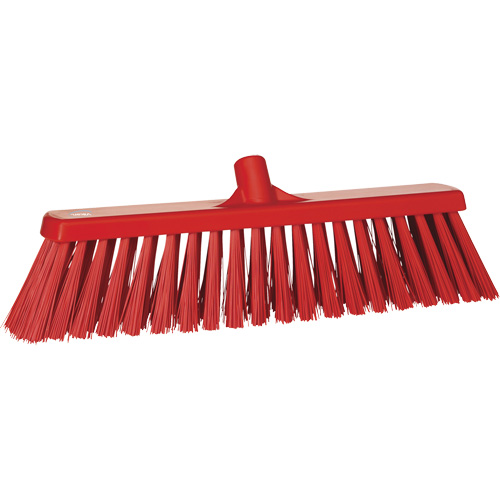 Heavy-Duty Push Broom, Stiff Bristles, 20", Polyester, Red Duraquip Inc