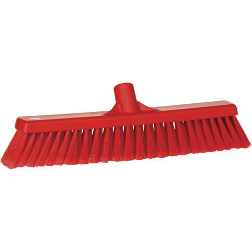 Fine Particle Push Broom, Fine/Split Bristles, 16-1/4", Polypropylene, Red Duraquip Inc