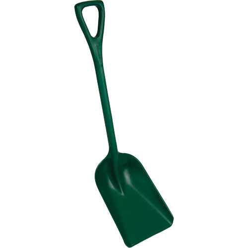 One-Piece Metal Detectable Shovel, 10" x 14" Blade, 37-1/2" Length, Plastic, Green Duraquip Inc