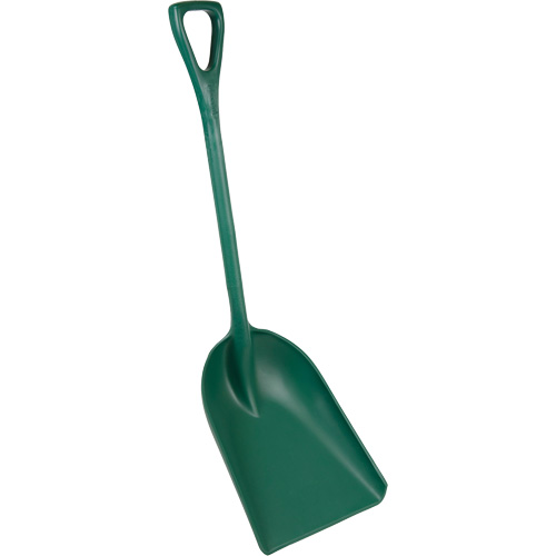 One-Piece Metal Detectable Shovel, 13-3/4" x 17" Blade, 42-1/2" Length, Plastic, Green Duraquip Inc