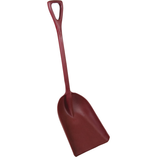 One-Piece Metal Detectable Shovel, 13-3/4" x 17" Blade, 42-1/2" Length, Plastic, Red Duraquip Inc