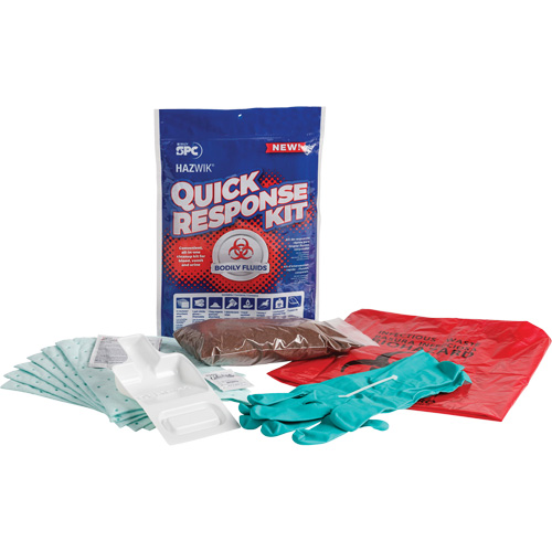 Trousse dintervention rapide pour d&eacute;versements de fluides corporels Hazwik, Biorisque, Sac, Absorbance de 0,49 gal. US Duraquip Inc