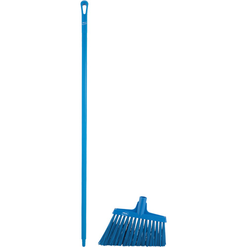 Angle Broom Head with Handle, X-Coarse Bristles, 12", Polyester, Blue Duraquip Inc