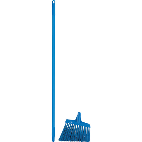 Angle Broom Head with Handle, X-Coarse Bristles, 12", Polyester, Blue Duraquip Inc