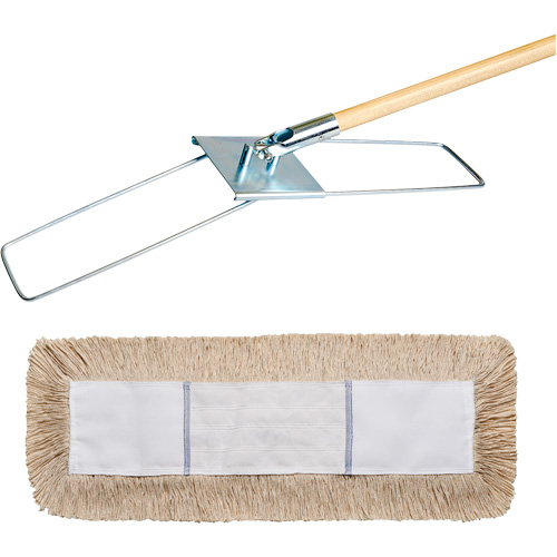 Break-Ezy Dust Mop System, Slip On Style, Cotton, 48" L x 5" W Duraquip Inc