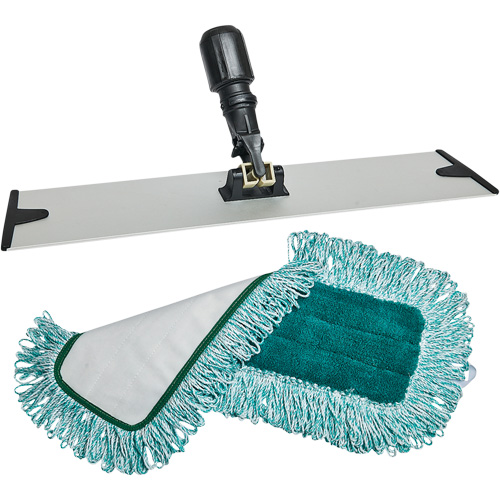 Dust Mop Pad & Frame, Hook and Loop Style, Polyester, 18" L x 5-3/4" W Duraquip Inc