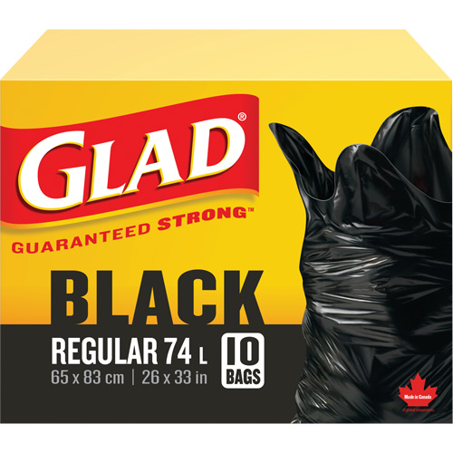 Sacs &agrave; ordures 74 L, R&eacute;gulier, 26" la x 33" lo, Noir Duraquip Inc