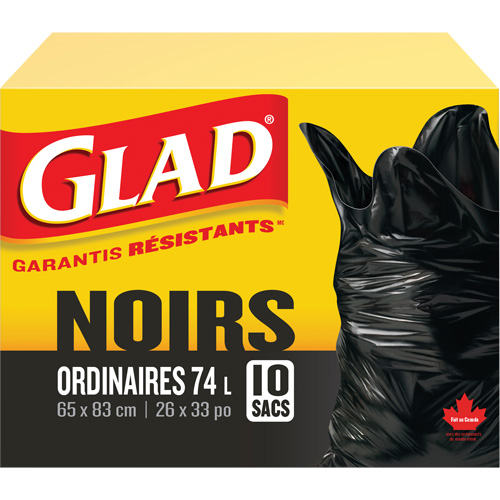 Sacs &agrave; ordures 74 L, R&eacute;gulier, 26" la x 33" lo, Noir Duraquip Inc