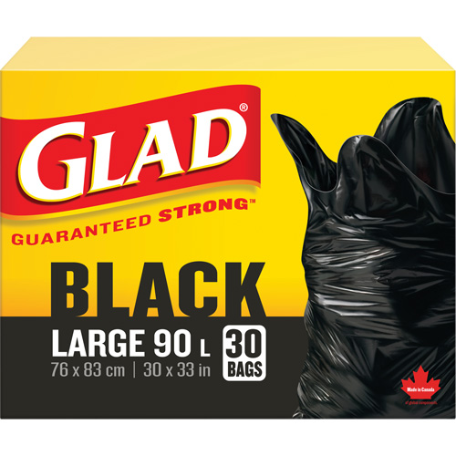 Sacs &agrave; ordures 90 L, R&eacute;gulier, 30" la x 33" lo, Noir Duraquip Inc
