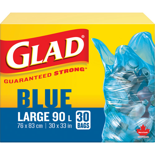 45L Recycling Bags, Regular, 30" W x 33" L, Blue Duraquip Inc
