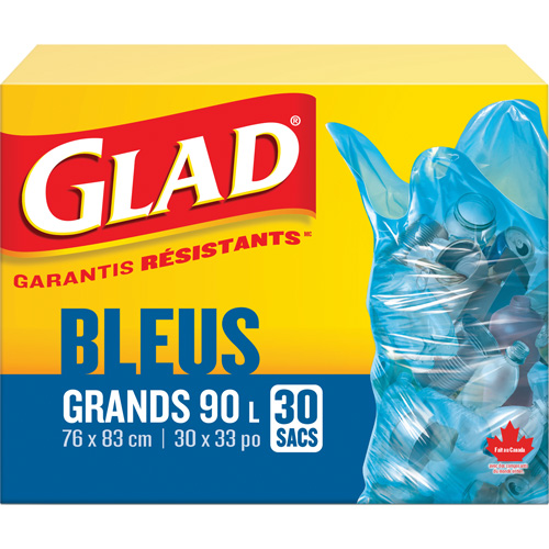 45L Recycling Bags, Regular, 30" W x 33" L, Blue Duraquip Inc