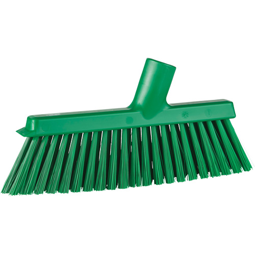 Dustpan Broom with Angled Thread, Medium Bristles, 10", Polyester, Green Duraquip Inc