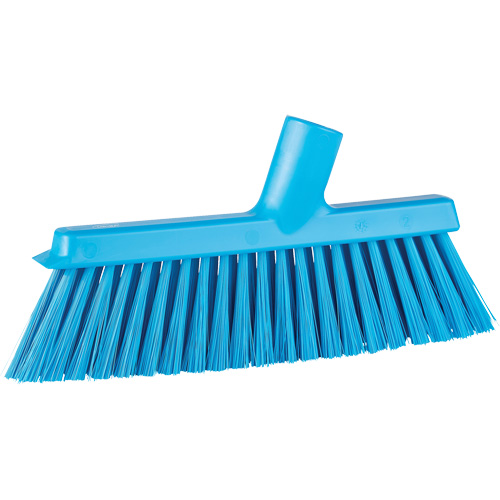Balai biseaut&eacute; avec pas de vis inclin&eacute;, Crins Moyen, 10", Polyester, Bleu Duraquip Inc