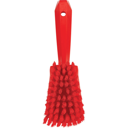 Short-Handled Washing Brush, Soft Bristles, 10-1/2" Long, Red Duraquip Inc