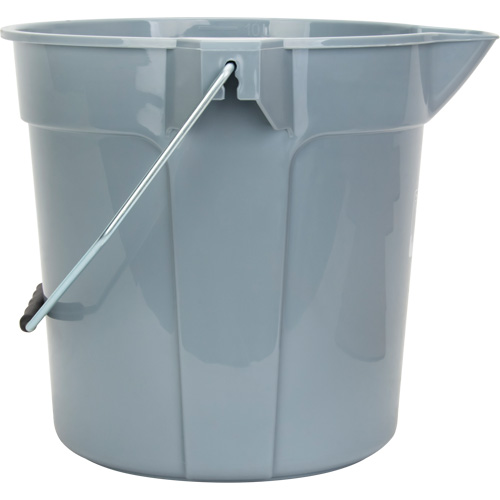 Round Bucket with Pouring Spout, 2.64 US Gal. (10.57 qt.) Capacity, Grey Duraquip Inc