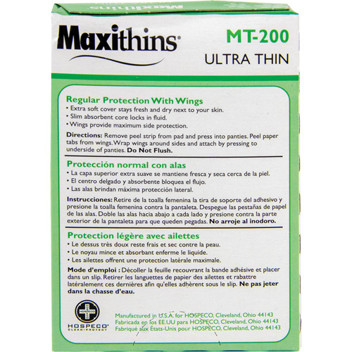 Serviettes Maxi Maxithins ultra minces avec ailes Duraquip Inc