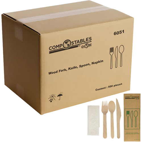 Wood Cutlery Set in Paper Bag Duraquip Inc