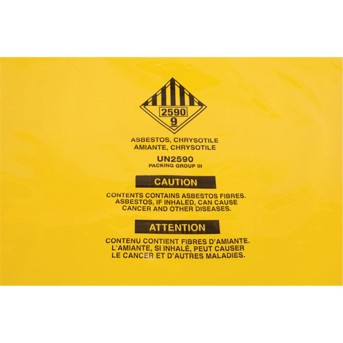 Doublures pour d&eacute;chets dangereux, Amiante, 40" lo x 35" la, 3 mils Duraquip Inc