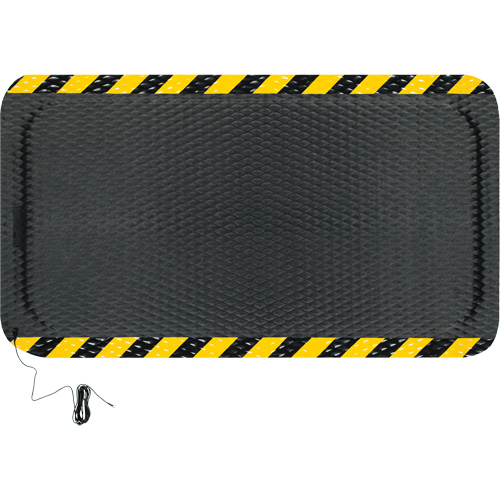 Tapis conductible Hog Heaven, 3' la x 5' lo, 5/8" &eacute;paisseur, Noir/Jaune, Nitrile Duraquip Inc