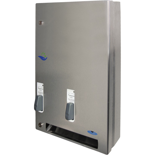 Distributeur de produits d'hygi&egrave;ne f&eacute;minine gratuits &agrave; bouton pression Duraquip Inc