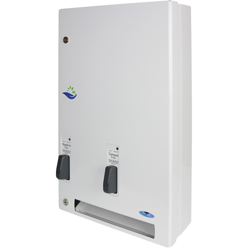 Distributeur de produits d'hygi&egrave;ne f&eacute;minine gratuits &agrave; bouton pression Duraquip Inc