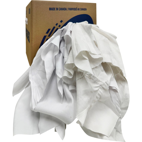 Chiffons recycl&eacute;s, Coton, Blanc, 10 lb Duraquip Inc