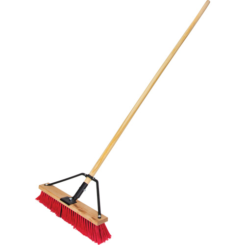 Push Broom with Braced Handle, 18", Medium, PVC Bristles Duraquip Inc