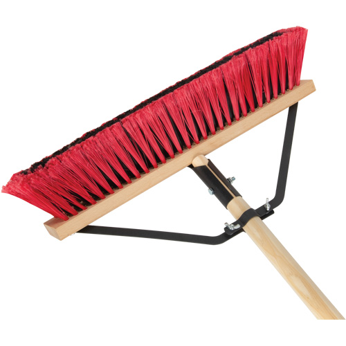 Push Broom with Braced Handle, 18", Medium, PVC Bristles Duraquip Inc