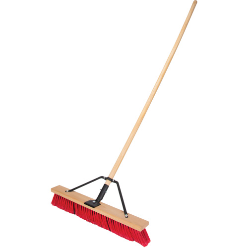 Push Broom with Braced Handle, 24", Medium, PVC Bristles Duraquip Inc