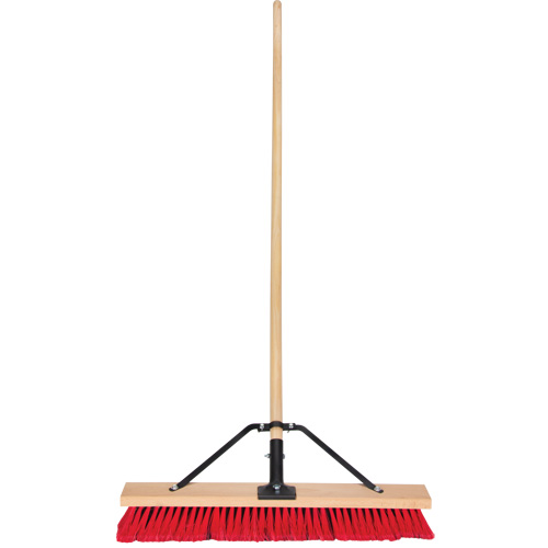 Push Broom with Braced Handle, 24", Medium, PVC Bristles Duraquip Inc