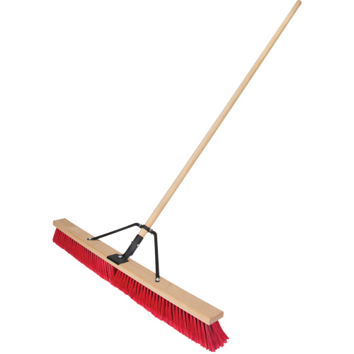 Push Broom with Braced Handle, 36", Medium, PVC Bristles Duraquip Inc