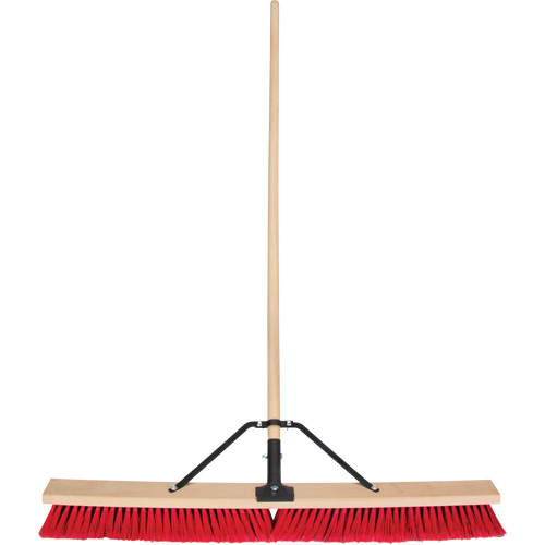 Push Broom with Braced Handle, 36", Medium, PVC Bristles Duraquip Inc